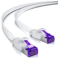 deleyCON 25m Flaches Cat7 Netzwerkkabel (Cat 7 mit 10 Gbit/s) Gigabit LAN - RJ45 Ethernet Patchkabel Verlegekabel Flach - für Internet Switch Router Modem Patchpanel - Weiß