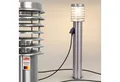 Maxkomfort Außen-Stehlampe 252D-800, mit Steckdose, ohne Leuchtmittel, Außenstandleuchte asu Edelstahl und Glas mit E27 Fassung