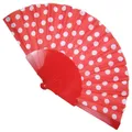 Funny Fashion Fifties Fächer mit Punkten | Rot Weiß - Handfächer Faltfächer Vintage Kostüm Zubehör Polka Dots 50er Jahre Outfit Sommerparty Festival Sommer Karneval