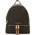 Michael Kors Rhea Zip Medium Backpack Damen Rucksack Braun MK Logo Kunstleder - 30S7GEZB1B-200 - Braun
