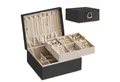SONGMICS Schmuckkasten Schmuckbox Schmuckaufbewahrung, 2 Ebenen, mit Griff, flexibles Schmucktablett