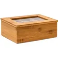 Relaxdays Teebox Bambus Natur Luftdicht 6 Fächer 9 cm x 22 cm x 16 cm 0,7 kg