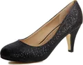 topschuhe24 432 Damen Glitzer Pumps Plateau, Farbe:Schwarz, Größe:36 EU