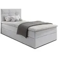 AX Living Boxbett, Grau, Kunststoff, Teilmassiv,Kiefer, Uni, 1-Sitzer, Höhe ca. 45 cm, Rechteckig, 100x200 cm, Oeko-Tex®, Oeko-Tex® Standard 100, Gots, Pefc, FSC 100%, FSC Mix, FSC Recycled, TÜV Rheinland, TÜV Süd, Reach, Made in Europe, Schlafzimmer, Betten, Boxspringbetten