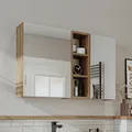 Roomart LOTUS-II-95 Badmöbel Spiegelschrank 95 cm breit, Weiß-Eiche