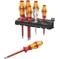 Wera Schraubendrehersatz VDE, 7-teilig, 160i/7 Serie Kraftform Plus 100 VDE (4 Schlitz- + 2 Kreuzschlitz-Schraubendreher) plus Spannungsprüfer einpolig Typ 247 (006147)