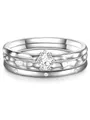 GLANZSTÜCKE MÜNCHEN Damen Ringe (3er Set) 925/- Sterling Silber Zirkonia weiß - Stapelringe Steckringe Bandringe gemustert