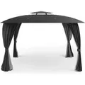 osoltus Garten Pavillon Amrum 3,3 x 3,3 m Anthrazit mit Seitenwand Moskitonetz