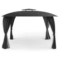 osoltus Garten Pavillon Amrum 3,3x3,3m Anthrazit mit Seitenwand u. Moskitonetz