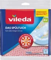 Spültuch vileda®, 1-lagig, mit 30 % Microfaser, L 340 x B 340 mm, Polyester/Viskose, rot-weiß, 6 Stück 669290