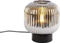 QAZQA - Art Deco Art Deco Tischlampe schwarz mit Rauchglas - Karel I Wohnzimmer I Schlafzimmer - Rund - LED geeignet E27