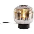 QAZQA Art Deco Tischlampe Schwarz mit Rauchglas Karel