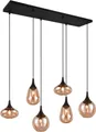 TRIO Leuchten Pendelleuchte Lumina, E14 Hängelampe 6-flammig Glasschirme in 3 Formen amberfarbig, Leuchtmittel wechselbar, warmweiß - kaltweiß, exkl 6x E14 max 40W, Hängeleuchte höhenverstellbar bis max 150 cm