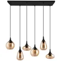Trio Leuchten Hängeleuchte Lumina, Schwarz, Bernstein, Metall, Glas, 34.5x150x93.8 cm, Lampen & Leuchten, Innenbeleuchtung, Hängelampen, Pendelleuchten