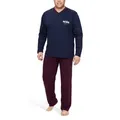 Moonline Pyjama Schlafanzug Herren lang in Übergröße (XXL-5XL) aus Baumwolle 5XL