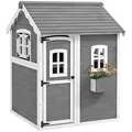Outsunny Spielhaus, Grau, Holz, 104.5x137x110 cm, Outdoor Spielzeug, Spielhäuser