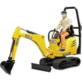 bruder Baufahrzeug Modell JCB Mikrobagger 8010 CTS mit Bauarbeiter Fertigmodell Baufahrzeug Modell