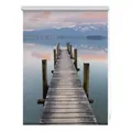 Lichtblick Rollo, Klemmfix, 100x150 cm, Steg Abendstimmung, blau braun
