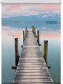 Lichtblick Rollo Klemmfix, ohne Bohren, blickdicht, Steg Abendstimmung - Blau Braun 100 cm x 150 cm (B x L)