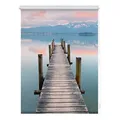 Lichtblick Klemmfix Tageslicht-Rollo mit Motiv, ohne Bohren, Blickdicht, Seitenzugrollo, Made in Germany, Steg Abendstimmung - Blau Braun 100 cm x 150 cm (B x L)