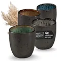 SOLID Espressobecher 4er Pack  Steingut Espresso Tassen 70 ml im Set  Reaktiv...