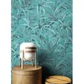 Newroom Vliestapete, Blau Tapete Tropisch Dschungel - Dschungeltapete Petrol Braun Floral Modern Palme Blätter für Wohnzimmer Schlafzimmer Küche grün