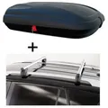 Dachbox VDPBA320 320 Liter carbonlook abschließbar + Dachträger Sherman kompatibel mit für Hyundai Lavita 01-10