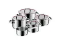 WMF Kochtopfset Function 4, Edelstahl, Metall, 5-teilig, 16 cm,20 cm,16 cm, rostfrei, Abgießfunktion,backofengeeignet, mit Silikonring, Kochen, Töpfe, Topfsets