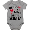Shirtracer Shirtbody Mamas und Papas größter Schatz Sprüche Baby grau 3/6 Monate