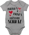 Shirtracer Baby Body Junge Mädchen - Sprüche - Mamas und Papas größter Schatz - 3/6 Monate - Grau meliert - geschenk für papa zur geburt babymode witzig spruch dad bodys babyparty geschenke