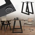 ECD Germany 2x Tischbeine Trapez Design, 60x72 cm, Schwarz, pulverbeschichtete Stahl, Industriedesign, Metall Tischgestell für Esstisch Schreibtisch