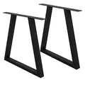 ECD Germany 2X Tischbeine Trapez Design, 60 x 72 cm, Schwarz, aus pulverbeschichtetem Stahl, Industriedesign, Metall Tischkufen Tischuntergestell Tischgestell Möbelfüße, für Esstisch Schreibtisch
