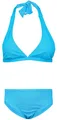 Aquarti Mädchen Bikini Set Bustier Bikinislip Zweiteiliger Badeanzug, Farbe: Zum Binden - Jacquard Punkte Türkis, Größe: 158