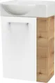 Fackelmann SBC MILANO Gäste WC Set 2-teilig 45 cm, Braun hell/Weiß, links, Keramik Hahnloch rechts