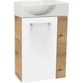 Fackelmann - Set Sbc - Front Weiß Hochglanz - Korpus Ast-eiche