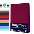 Buymax Spannbettlaken 100x200cm Doppelpack 100% Baumwolle Spannbetttuch Bettlaken Jersey, Matratzenhöhe bis 25 cm, Farbe Bordeaux