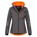 Softshelljacke ARCTIC SEVEN "ASNicolia", Damen, Gr. XS, orange (grau, orange), Obermaterial: 96% Polyester, 4% Elasthan; Innenmaterial: 100% Polyester, Jacken, funktionale Outdoorjacke mit abnehmbarer Kapuze