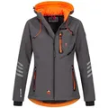 Arctic Seven Damen Softshell Funktions Outdoor Regen Jacke Sport Kapuze AS186 [AS-186-Grau-Orange-Gr.XS]