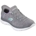 Skechers SUMMITS DAZZLING HAZE Slipper Slip Ins Sneaker, Freizeitschuh mit dezenten Kontrastdetails grau 37 EU