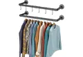 LuxusKollektion Wandgarderobe Industrieller Stil Rohr-Kleidergestell 2er Set Wandmontage Schwarz