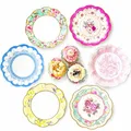 Talking Tables 24 x Pappteller im Vintage-Stil mit Blumenmuster und gewelltem Rand, wirklich köstliches Einweggeschirr für Geburtstage oder Gartenpartys, Nachmittagstee, Babypartys, Hochzeiten 17,5 cm