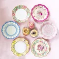 Talking Tables 24 Pappteller Vintage Blumenmuster gewellter Rand Party 17.5 cm