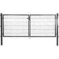 Solid Doppeltor Stahl Anthrazit mit Füllung für Doppelstabmatte 120 cm x 300 cm