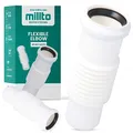 Millto™ Flexibler Ablaufschlauch 40 mm Winkel Abflussrohr Rohr mit Dichtung für Siphon Waschbecken Badezimmer Flexibles Kniestück Entwässerungssystem Weiß