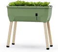 Gusta Garden Hochbeet SAMMY SALAD (inkl. Wassertank & Wasserstandsanzeige), Platzsparendes Hochbeet für den Balkon, dunkelgrün ohne Frühbeethaube