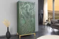 riess-ambiente Highboard PEACOCK 170cm grün / gold · Wohnzimmer-Schrank aus Mango-Massivholz (Einzelartikel, 1 St), 3D Schnitzerei · Pfau-Design · handmade · 1 Tür & 3 Fächer · montiert