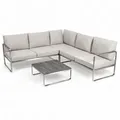 greemotion Gartenlounge-Set Sydney Lounge-Set Edelstahl / Beige inkl. Auflagen & Tisch - Beige/Silber/Grau