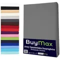 Buymax Spannbettlaken Wasserbett Spannbettlaken für Boxspringbetten Matratzen bis 35 cm Höhe, Jersey, Gummizug: Rundumgummi, (1 Stück), Spannbetttuch 97% Baumwolle, 3% Elasthan, atmungsaktiv, 40 cm Steghöhe grau 180-200 cm x 200-220 cm