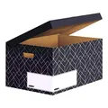 BANKERS BOX Klappdeckelbox, Décor Serie für Büro und Zuhause, sehr stabil, mit Grifflöchern, aus 100% recycelter Wellpappe, Farbe/Motiv: Mitternachtsblau, 5 Stück