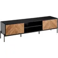 Wohnling Lowboard WL6.580, aus Holz, grifflos, schwarz / eiche, 2 Türen und 2 Regalfächer, 163 x 45 x 40 cm (B/H/T), stehend